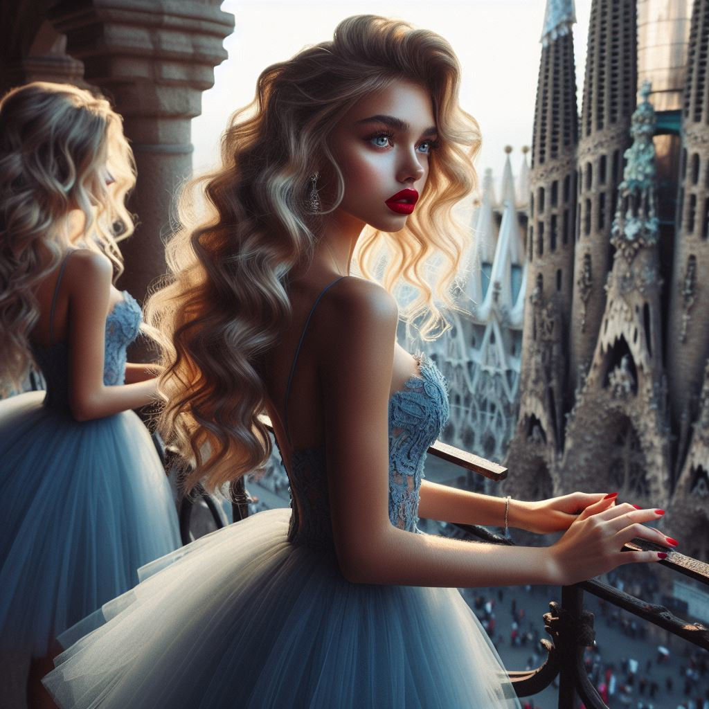 April traveling with her sister in Barcelona