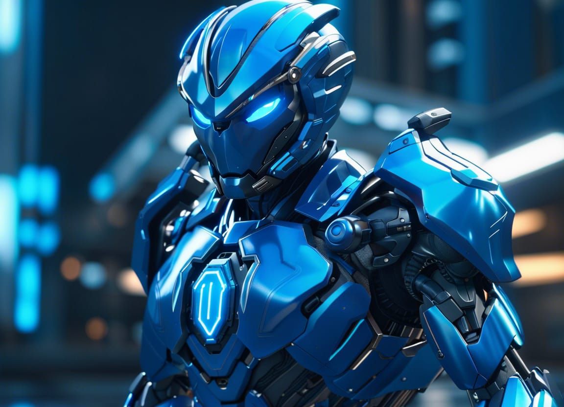 Mecha suit Blue beetle - AI Generated Artwork - NightCafe Creator