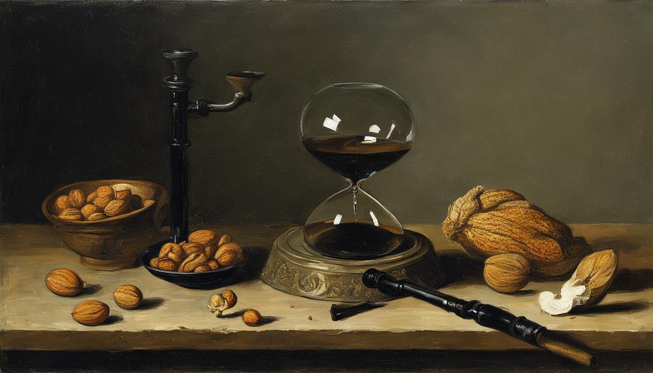 Still Life With Wallnuts, A Pipe And Hourglass
Miguel Parra
...