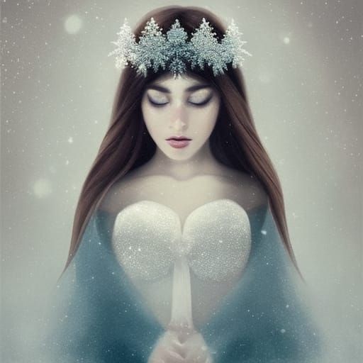 Snow princess wearing snowflake crown