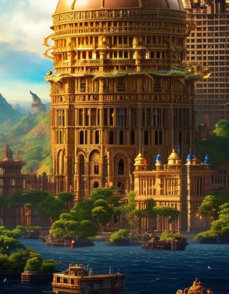 A Giant-floating-city with giant-mythological-creatures!!!!!...