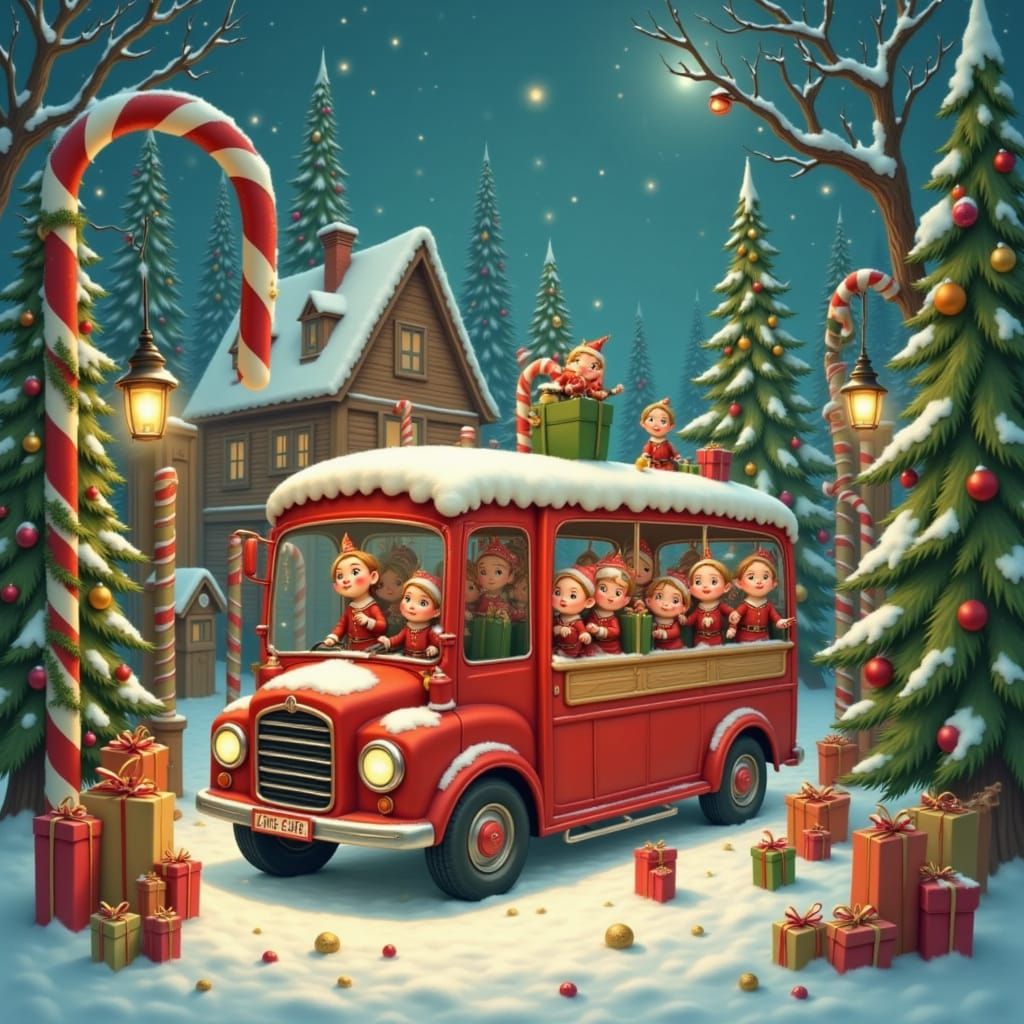 a bus in the style of <lora:Elf Service:1.0>