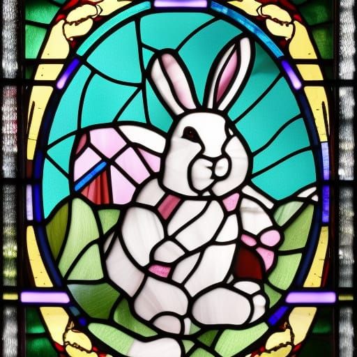 Saint Easter Bunny stained glass