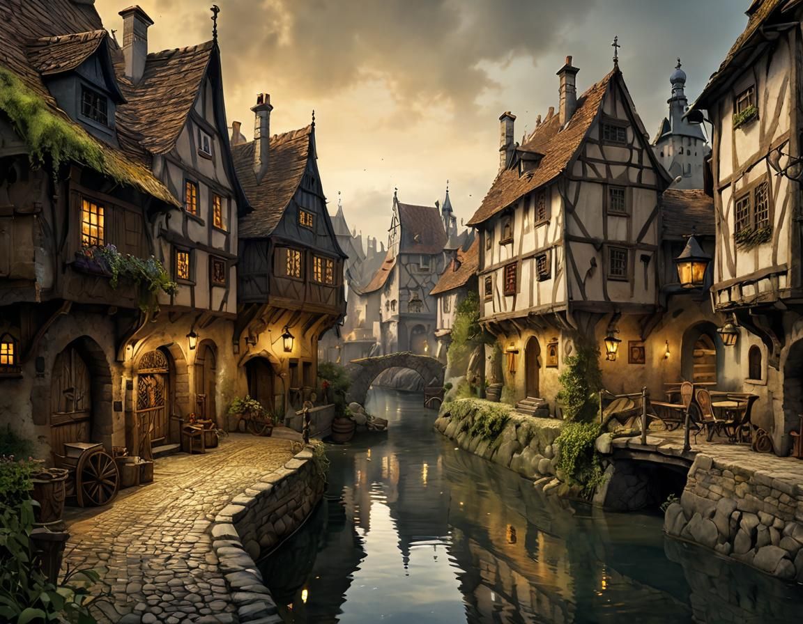 A street in a medieval town  by @Adab Sur Dum