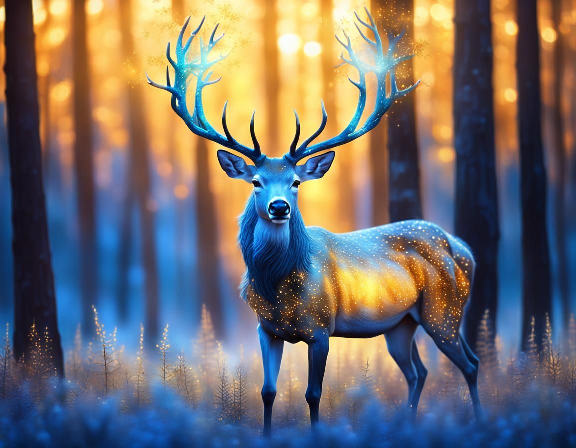 deer in a magical forest  by @vegenia
