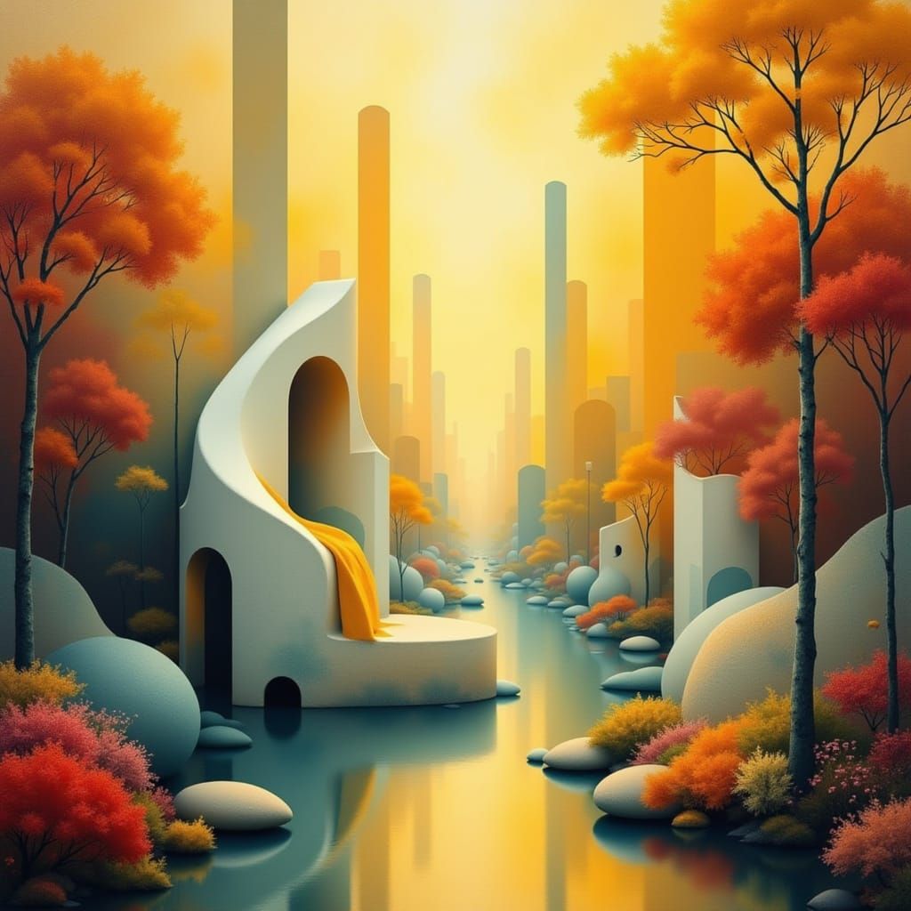 Utopian Landscape in Painterly Style