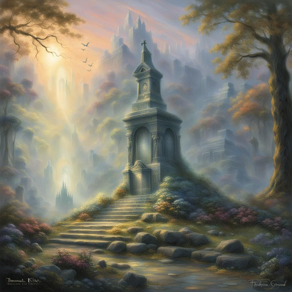 a specter of light standing guard over the tomb of a fallen ...