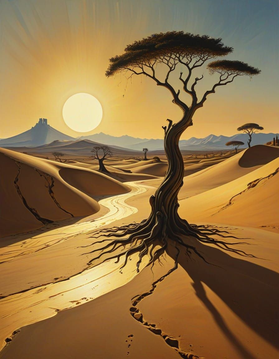 Ethereal Dalí-Inspired Dreamscape with Surreal Landscapes an...