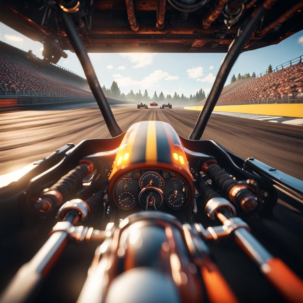 first person cockpit view of a drag race