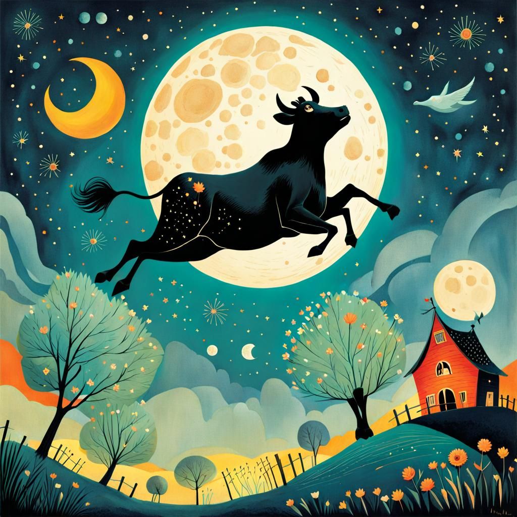 The cow jumped over the moon  by @Glitch McGuffin
