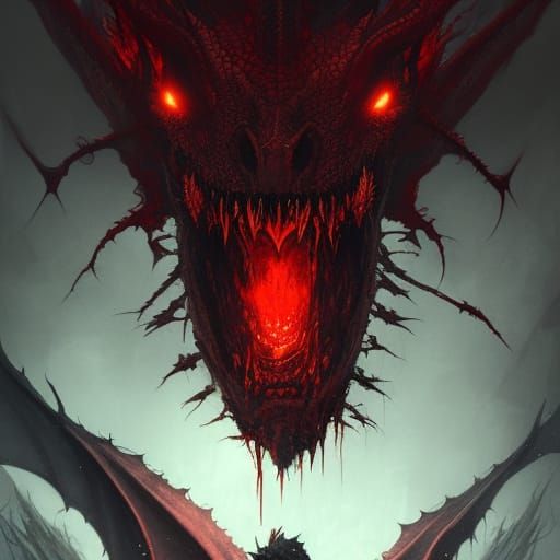 creepy bloody dragon - AI Generated Artwork - NightCafe Creator