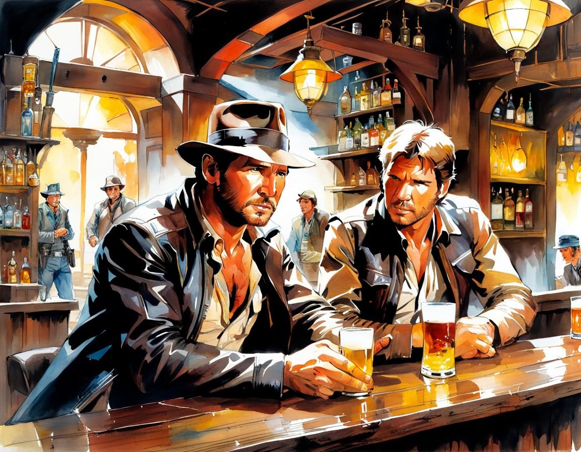 Indiana Jones and Han Solo   by @1cheesepuff