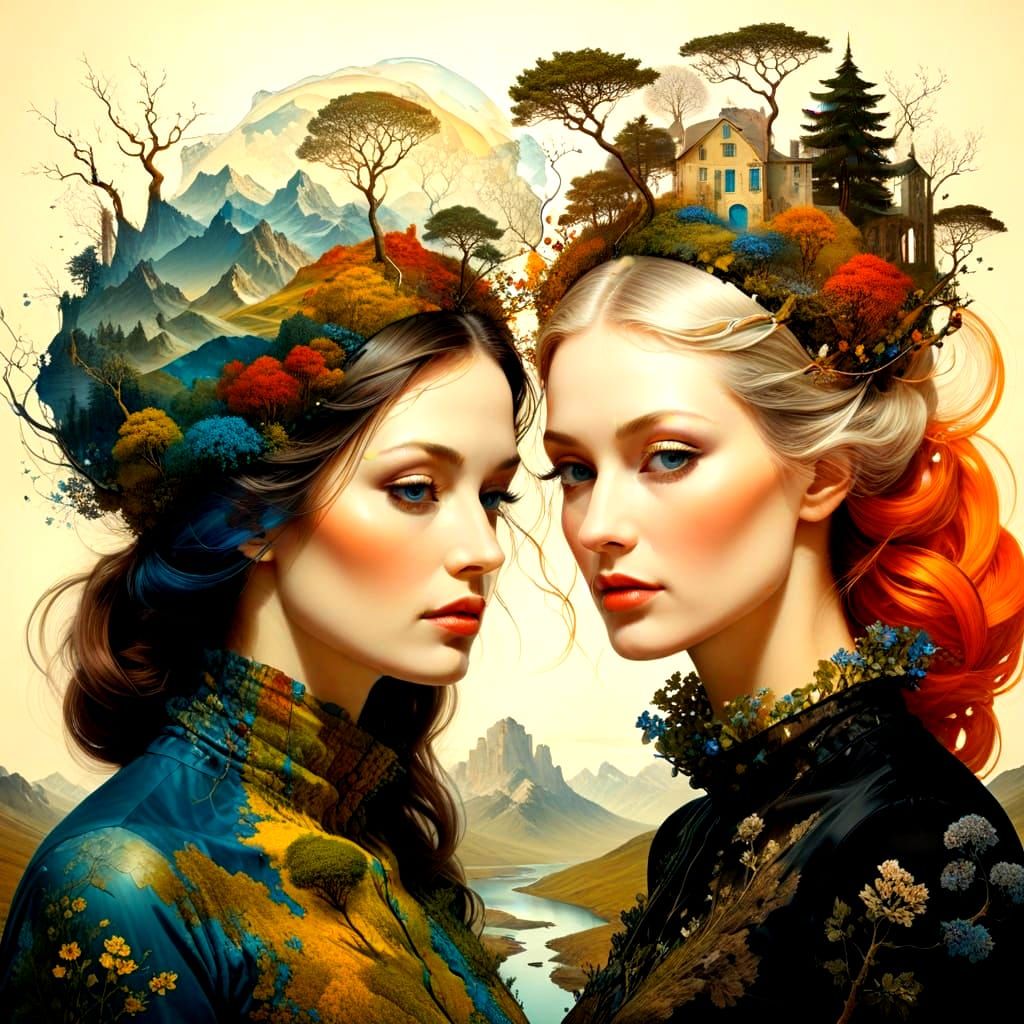 Surrealistic Landscape in Vibrant Colors, Inspired by Master...