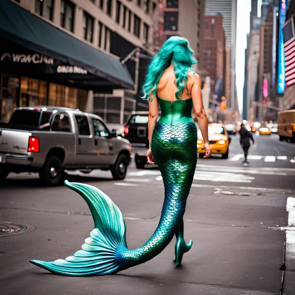 mermaid walking in new york city