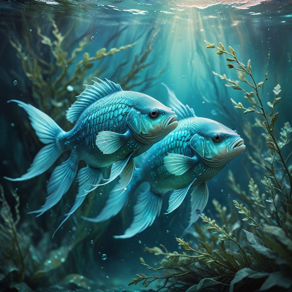 Ethereal Aquatic Duo in Soft Focus