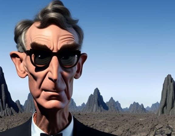 Bill Nye the Science Guy standing on apocalyptic nucleotides...