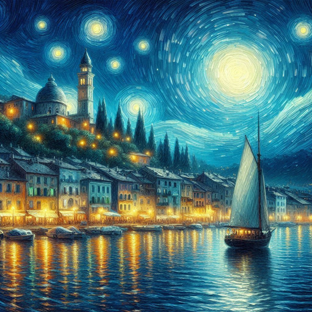 Sailing in moonlit night