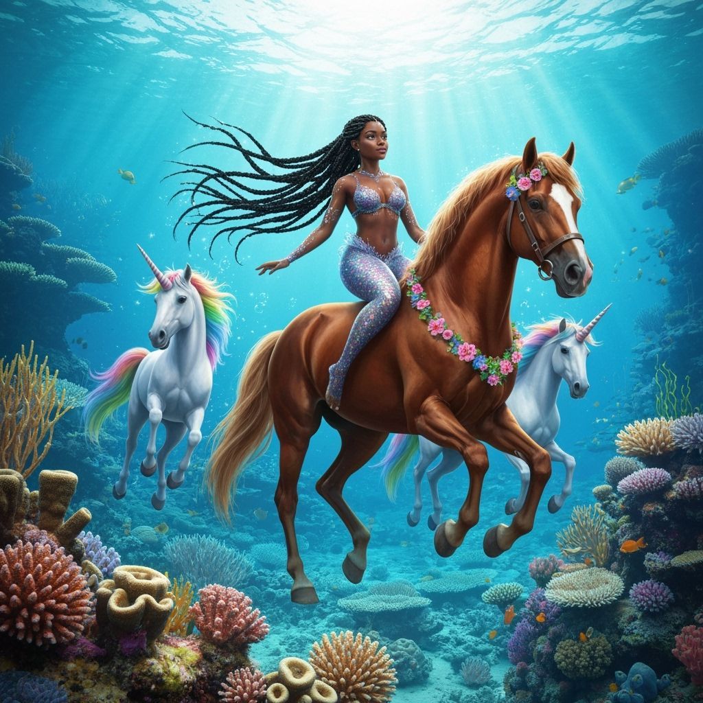 Unicorn Mermaid: A Whimsical AI-Generated Creature
