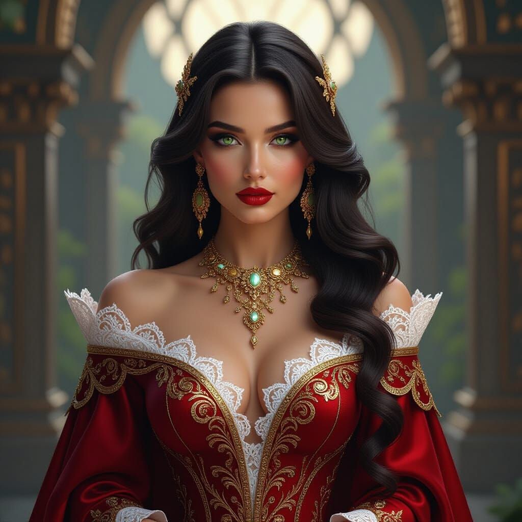 Elegant Brunette in Avant-Garde Gown