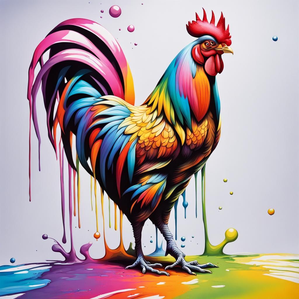 Rainbow rooster - AI Generated Artwork - NightCafe Creator