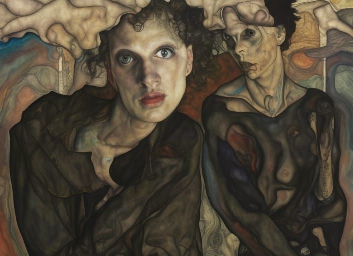 Egon Schiele Inspired Self Awareness Portrait