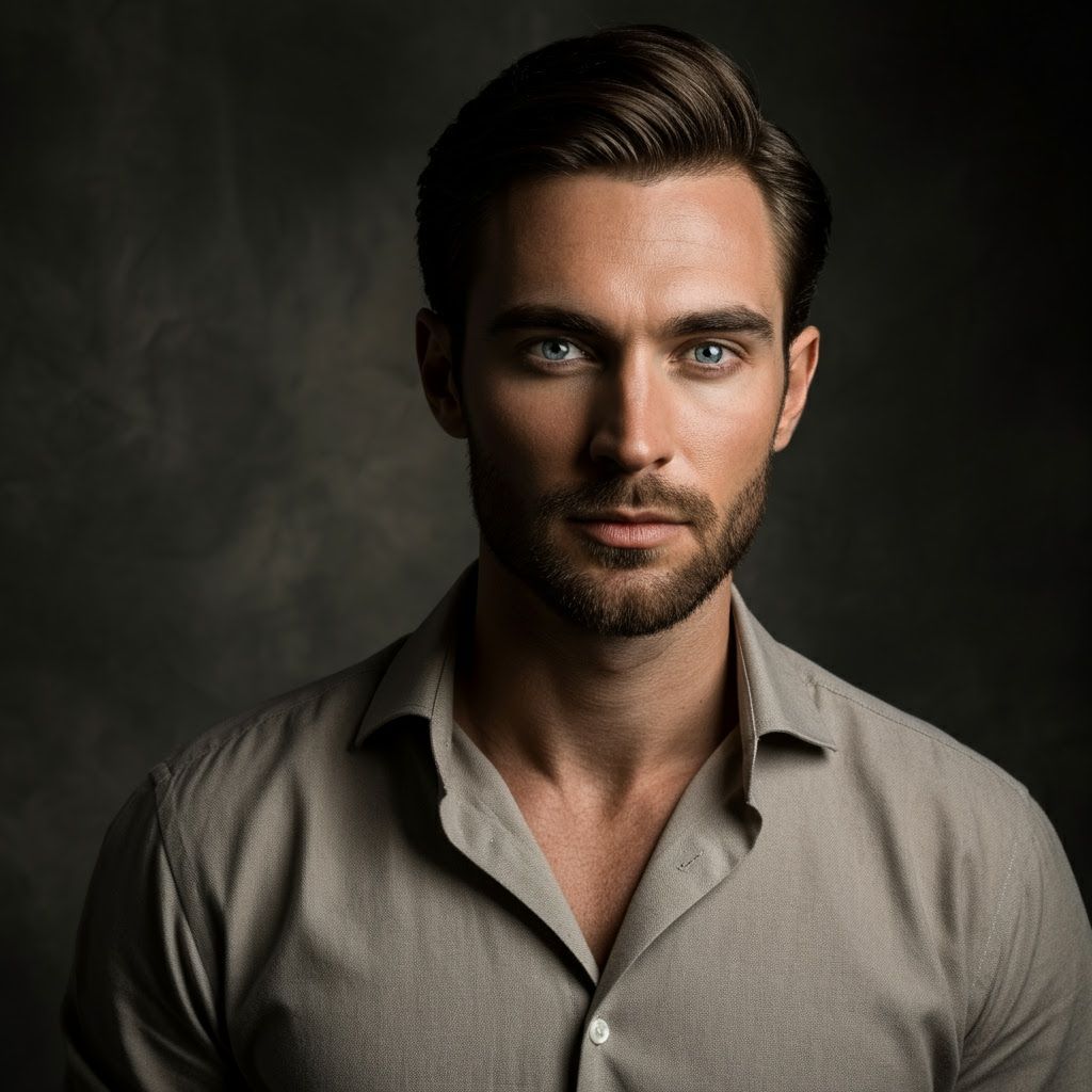 Classic Studio Portrait of a Handsome Young Man
