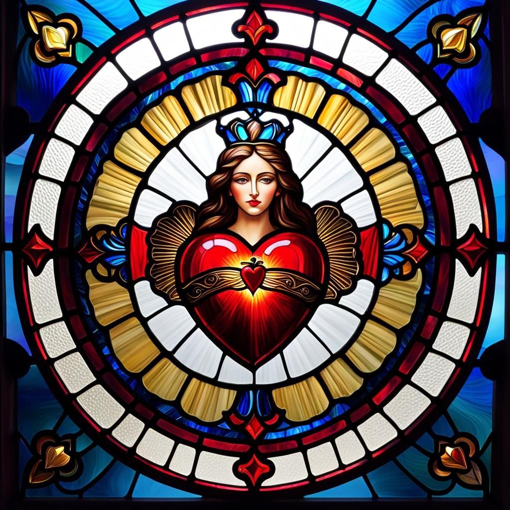 sacred heart stained glass 4 - AI Generated Artwork - NightCafe Creator