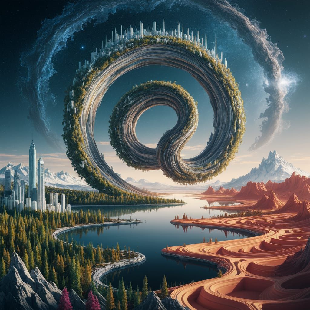 Majestic Mobius Strip Landscape as Swirling Portal