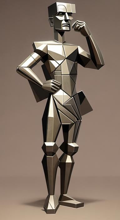 Pablo Picasso cubism cubist digital art metallic deep wide b...