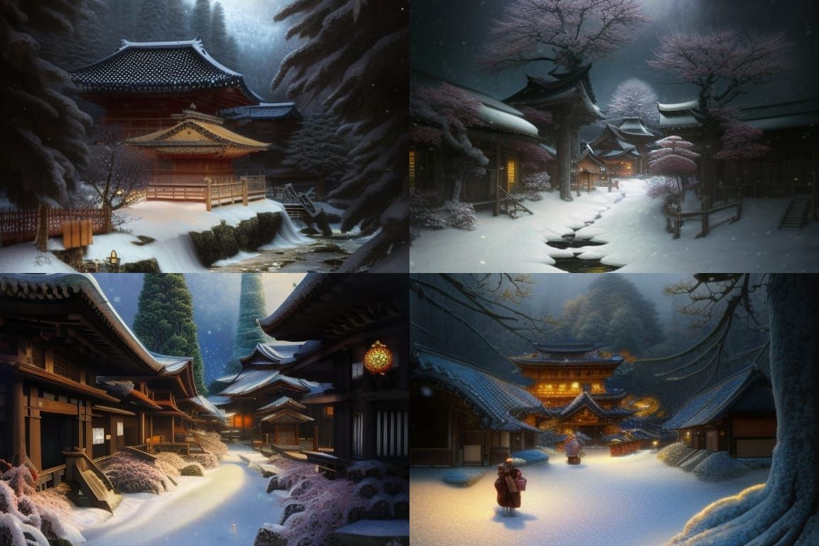 japanese village in winter
