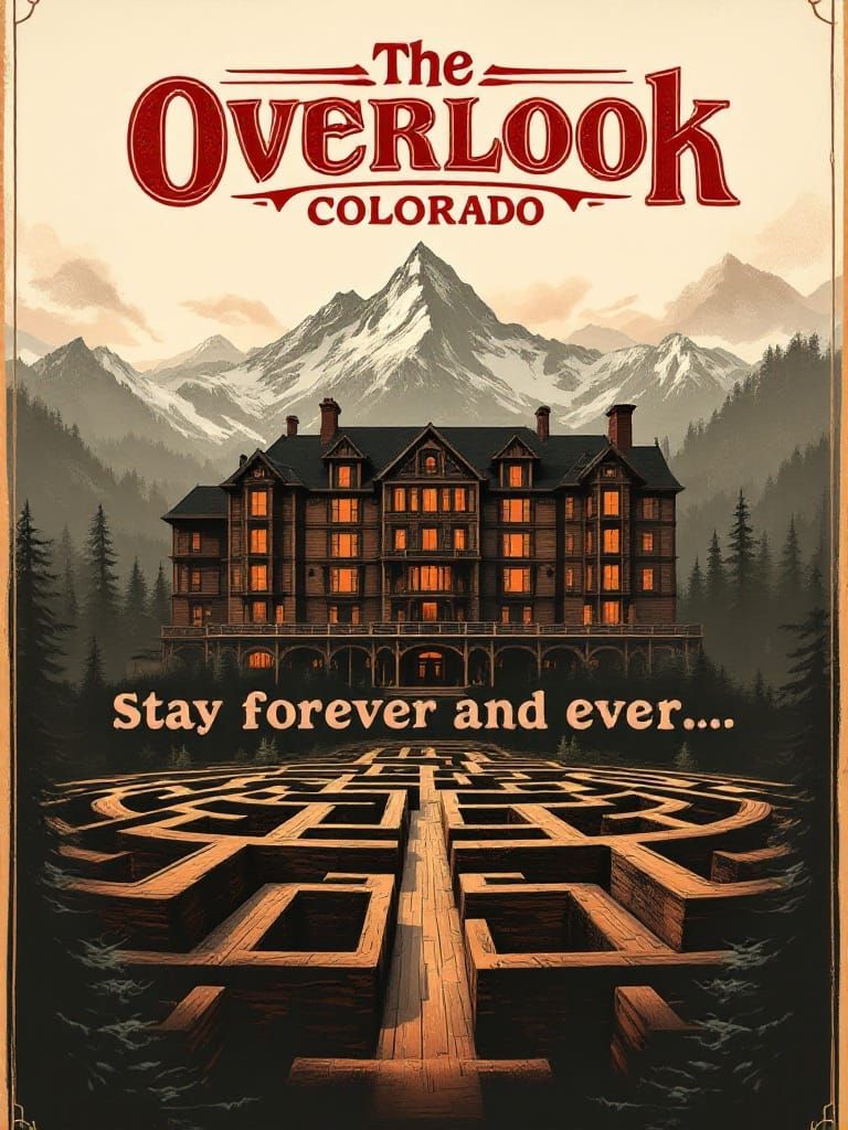 Overlook Hotel, vintage travel poster   by @That cinema teacher