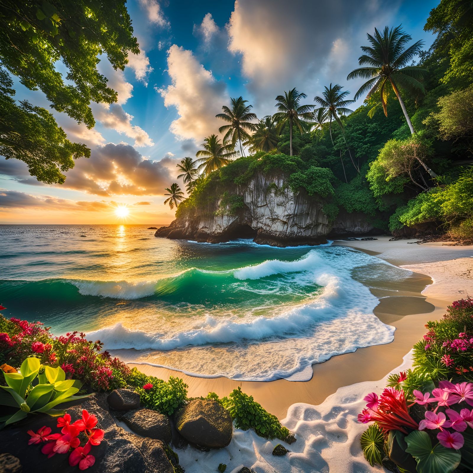 Tropical Paradise, Island Beach Oasis 💚🌊🌴  by @Bruno Camadini