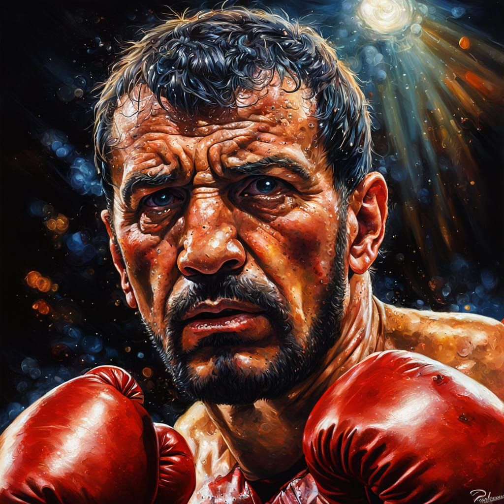 Intense Boxing Portrait of Ringo Bonavena as Oil Painting