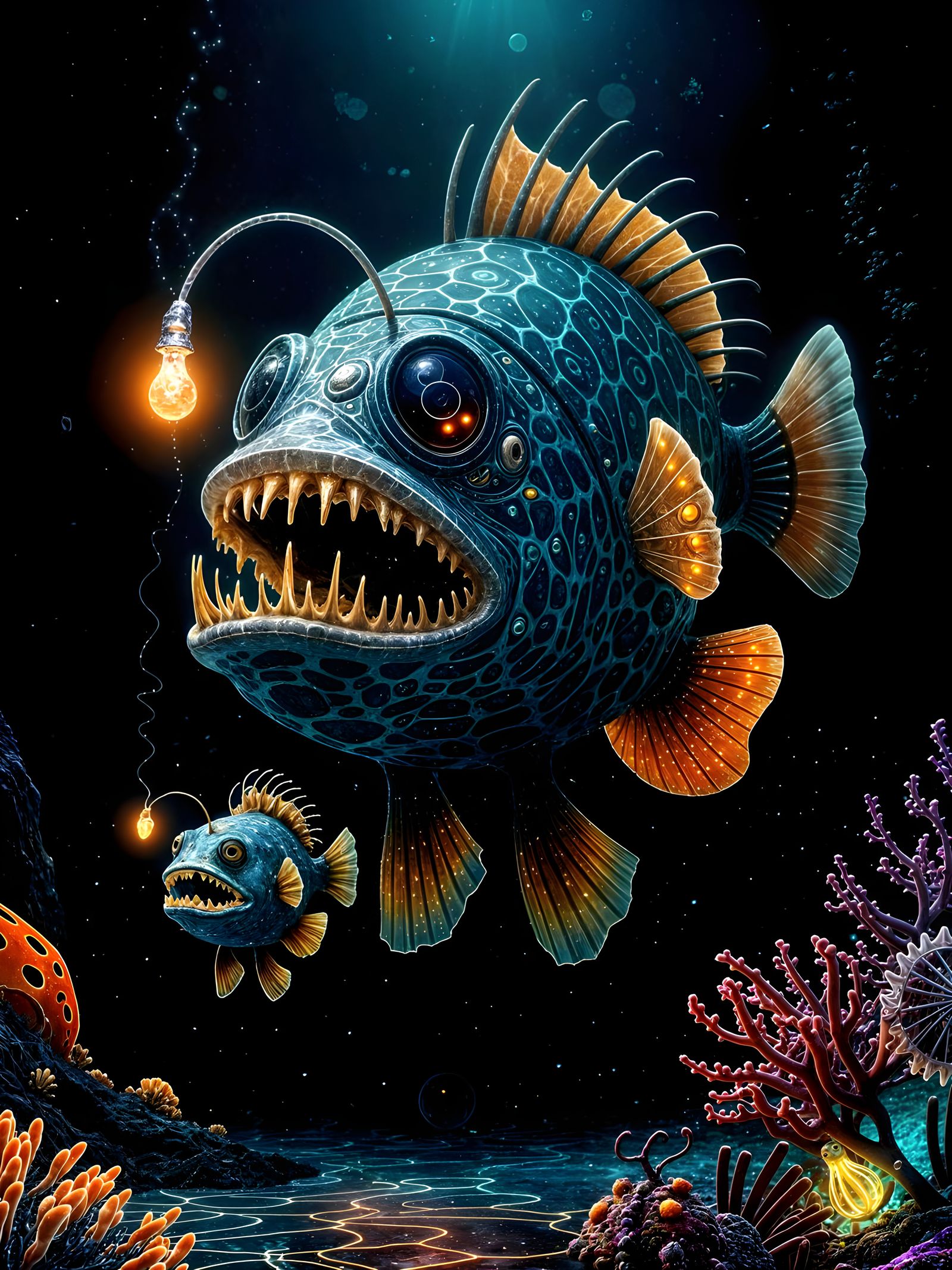 Alien anglerfish.   by @Showy