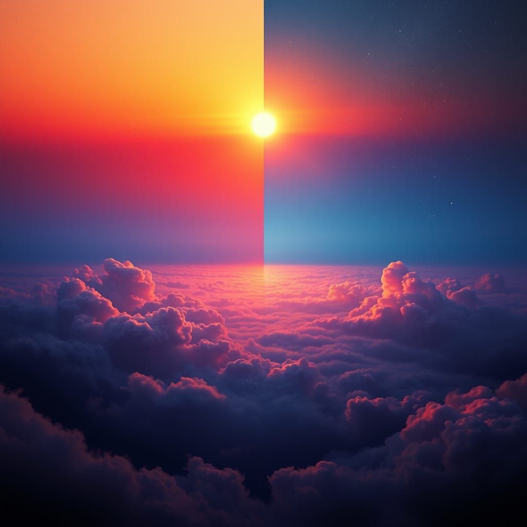 Golden Dawn and Indigo Dusk Landscape