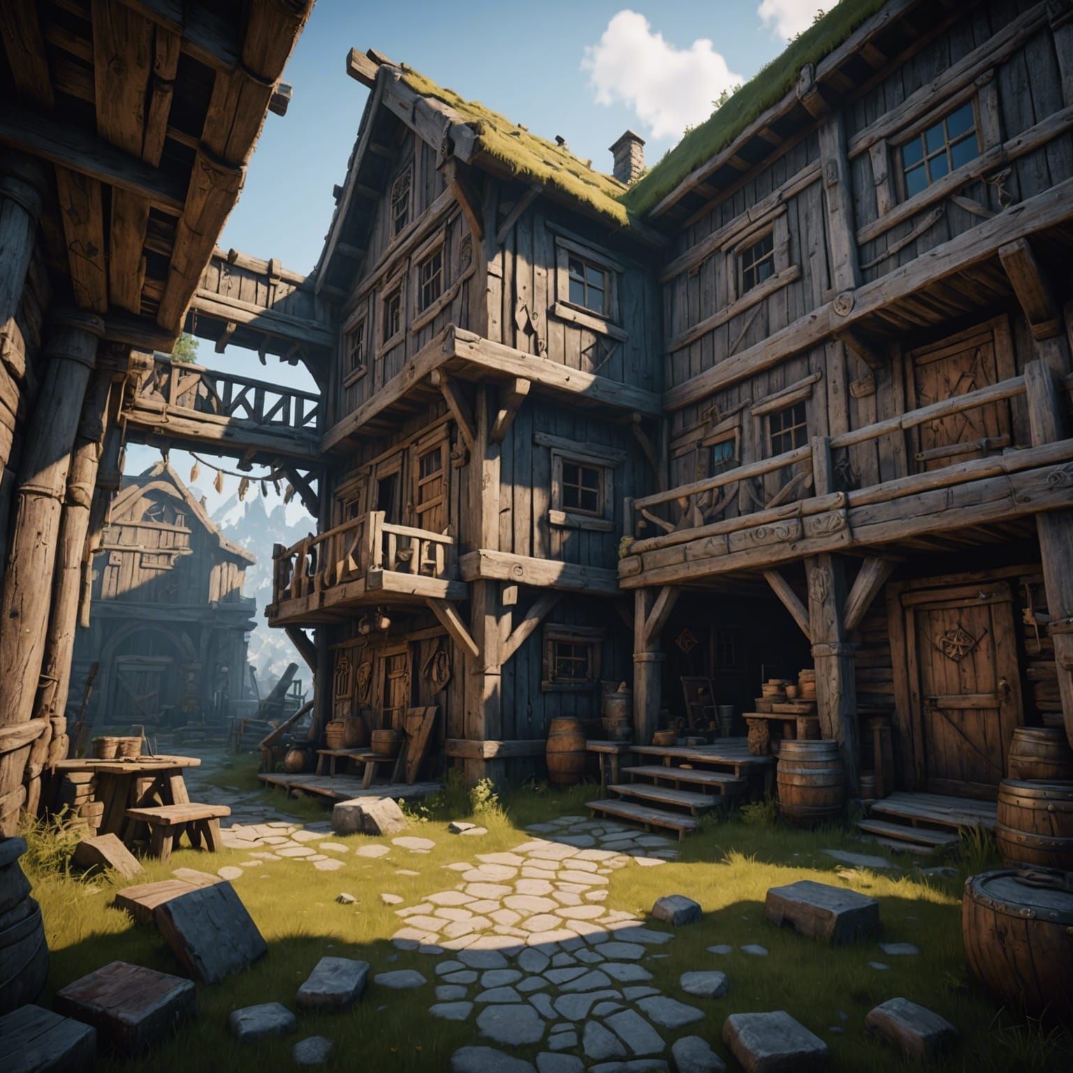 Viking Gang Hideout Graffiti in 3D Game Style