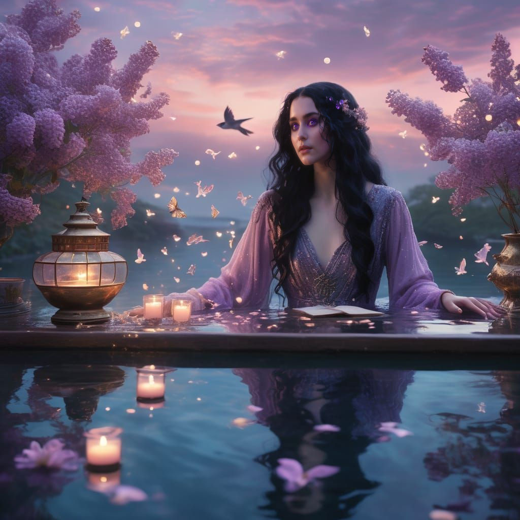 🌙🪻🪷🌾 
Yennefer of Vengerberg at a dreamy, magical boat party 