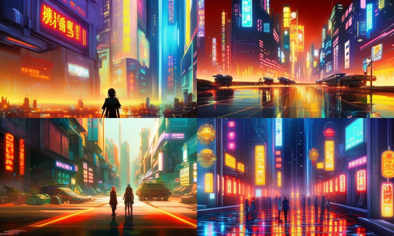 Premium Photo | Colorful cyberpunk metaverse city background in anime style  concept art digital painting fantasy illustration