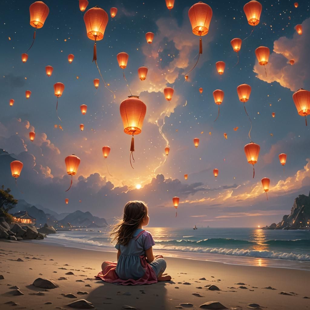Watching the lanterns rise