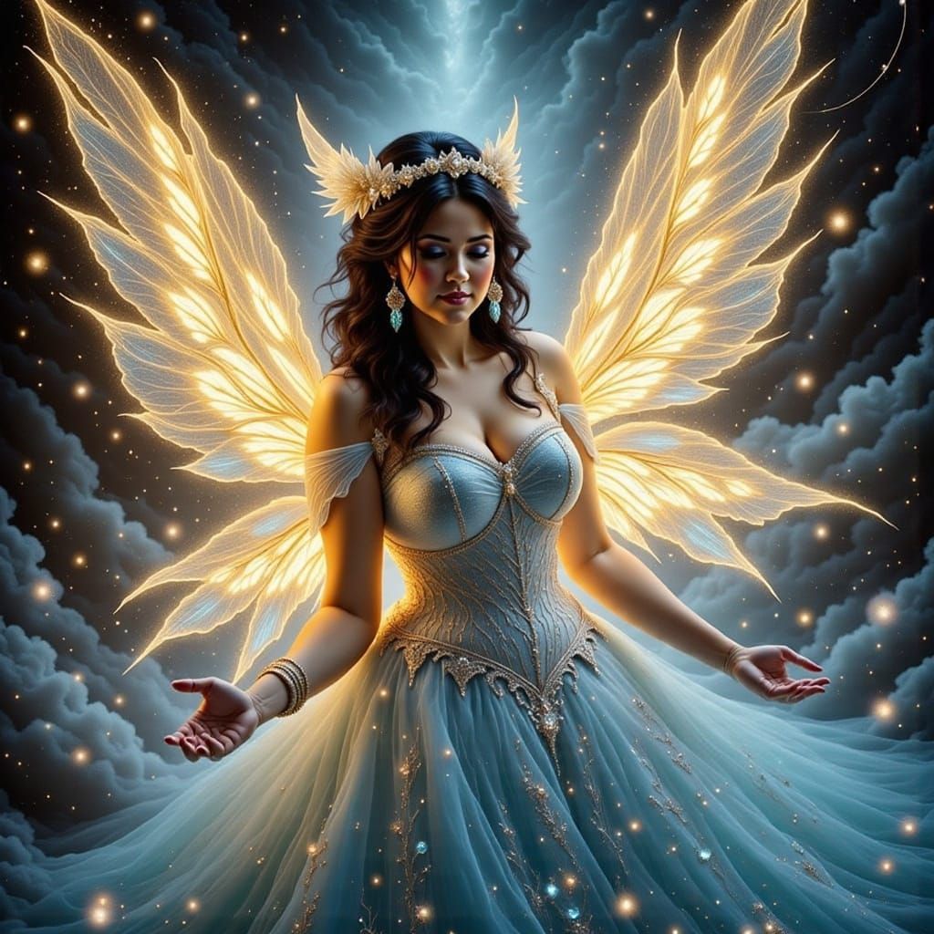 Ethereal Angel in Bioluminescent Glow