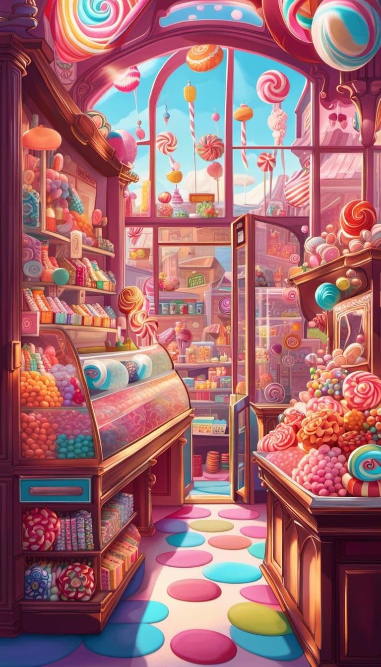 Whimsical candy shops AI Generated Artwork NightCafe Creator