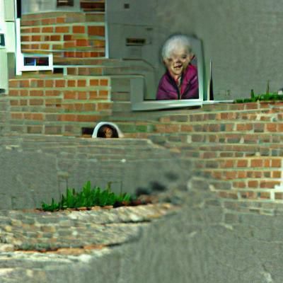 creeping old woman