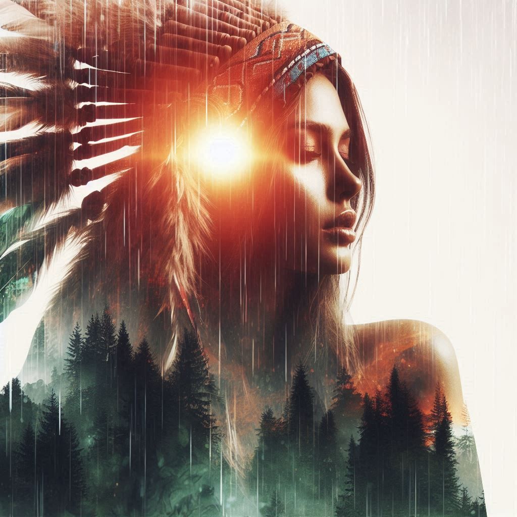 double exposure beautiful fantasy DALL-E 3 portrait landscap...