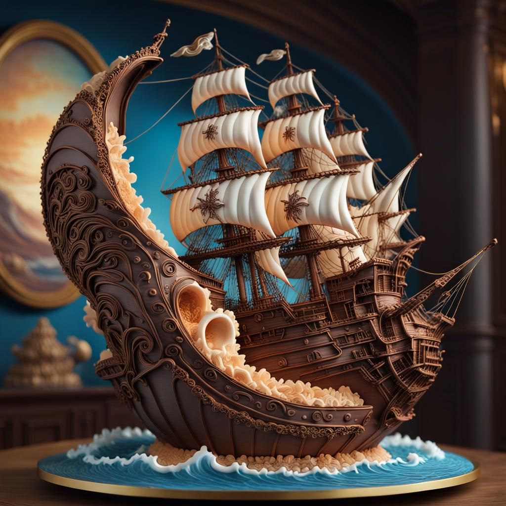 Pirate Ship Chocolate Cake  by @kaminari