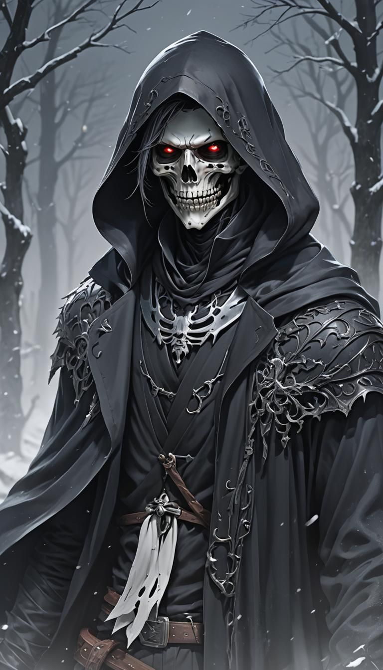 A handsome guy with a cold face like a grim reaper,  By arti...