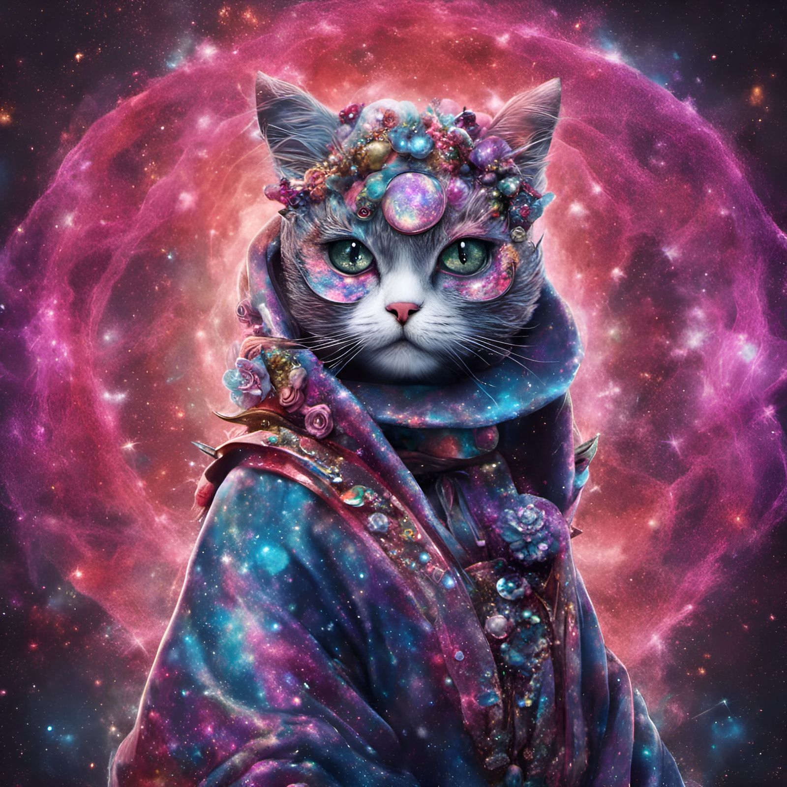 Glitter Kitty 1, Masterplayer AI Generated Artwork NightCafe Creator