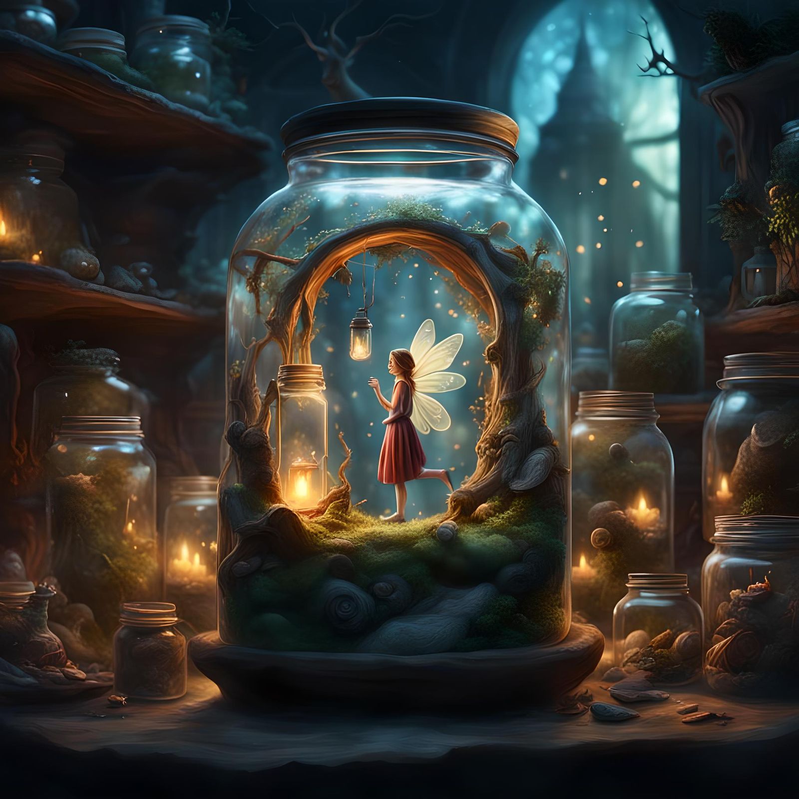 fairy trapped in a jar