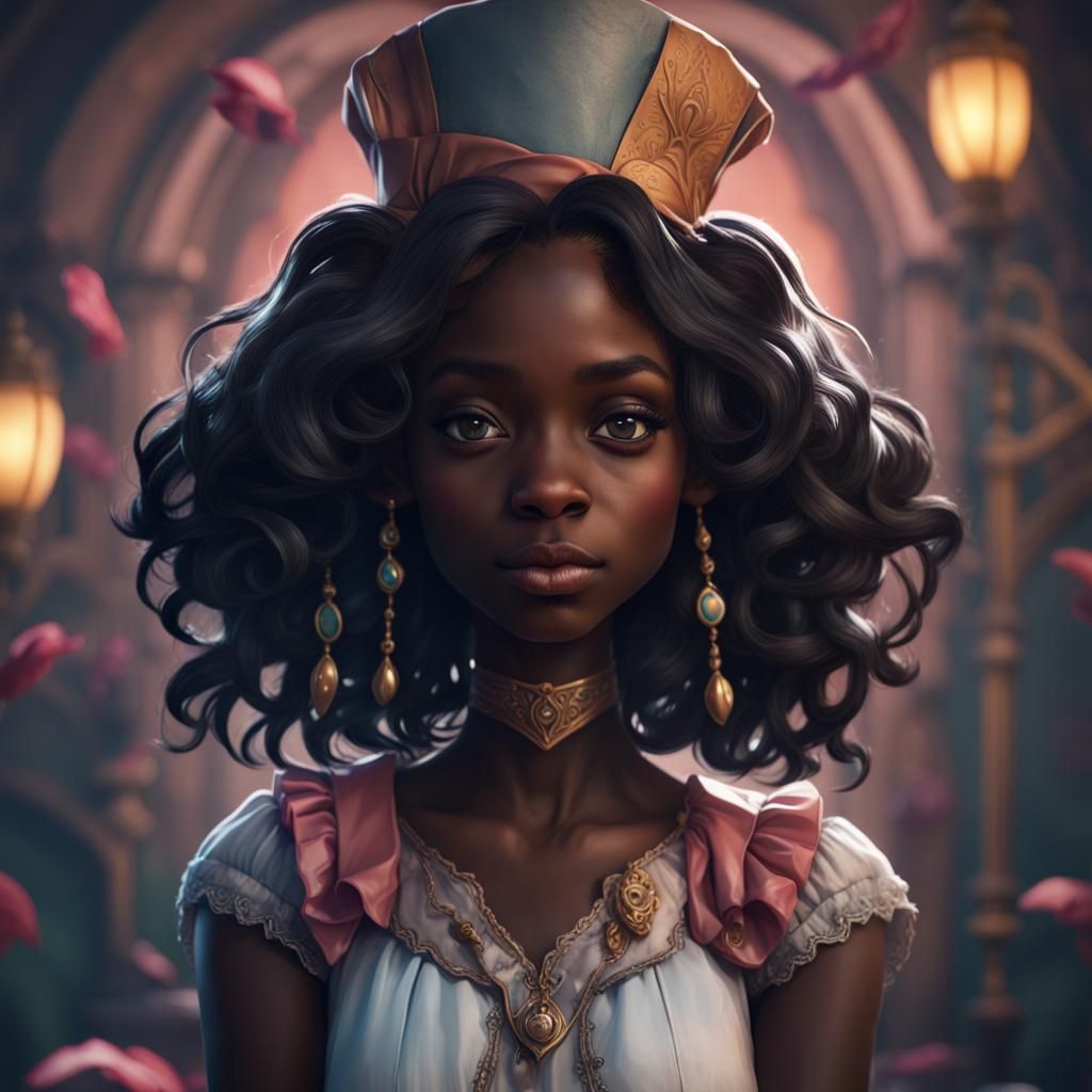 Dark Skin Black Alice In Wonderland - Ai Generated Artwork - Nightcafe 