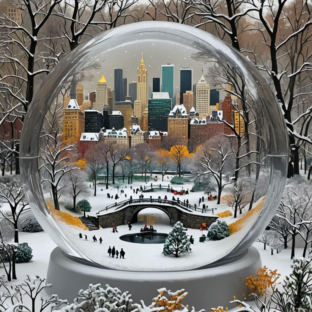 New York City Central Park within a snowglobe - AI Generated Artwork ...