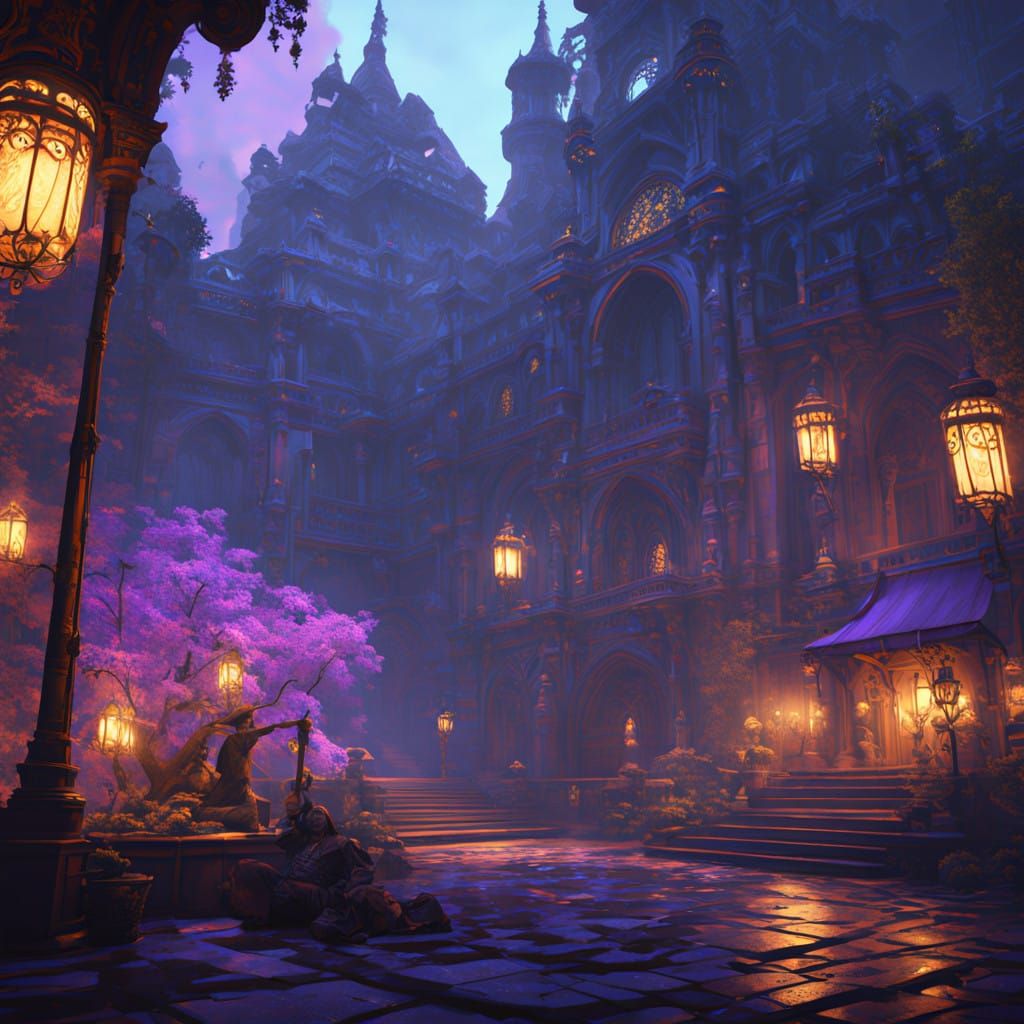 Dark Fantasy Realm in Vibrant, Mystic Hues